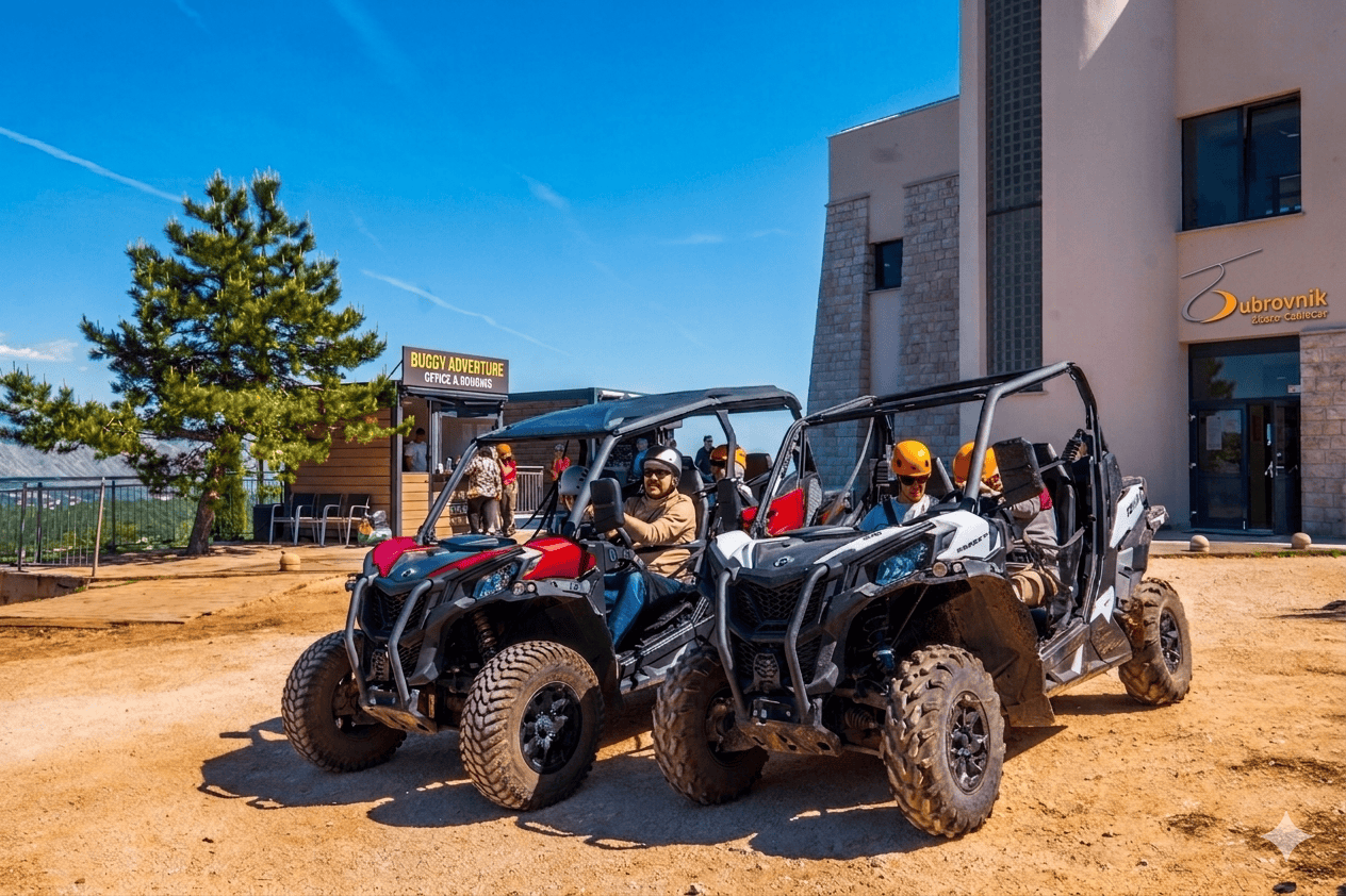 Buggy Adventure Dubrovnik office at Upper Cable Car Station — directly next to Dubrovnik Cable Car building